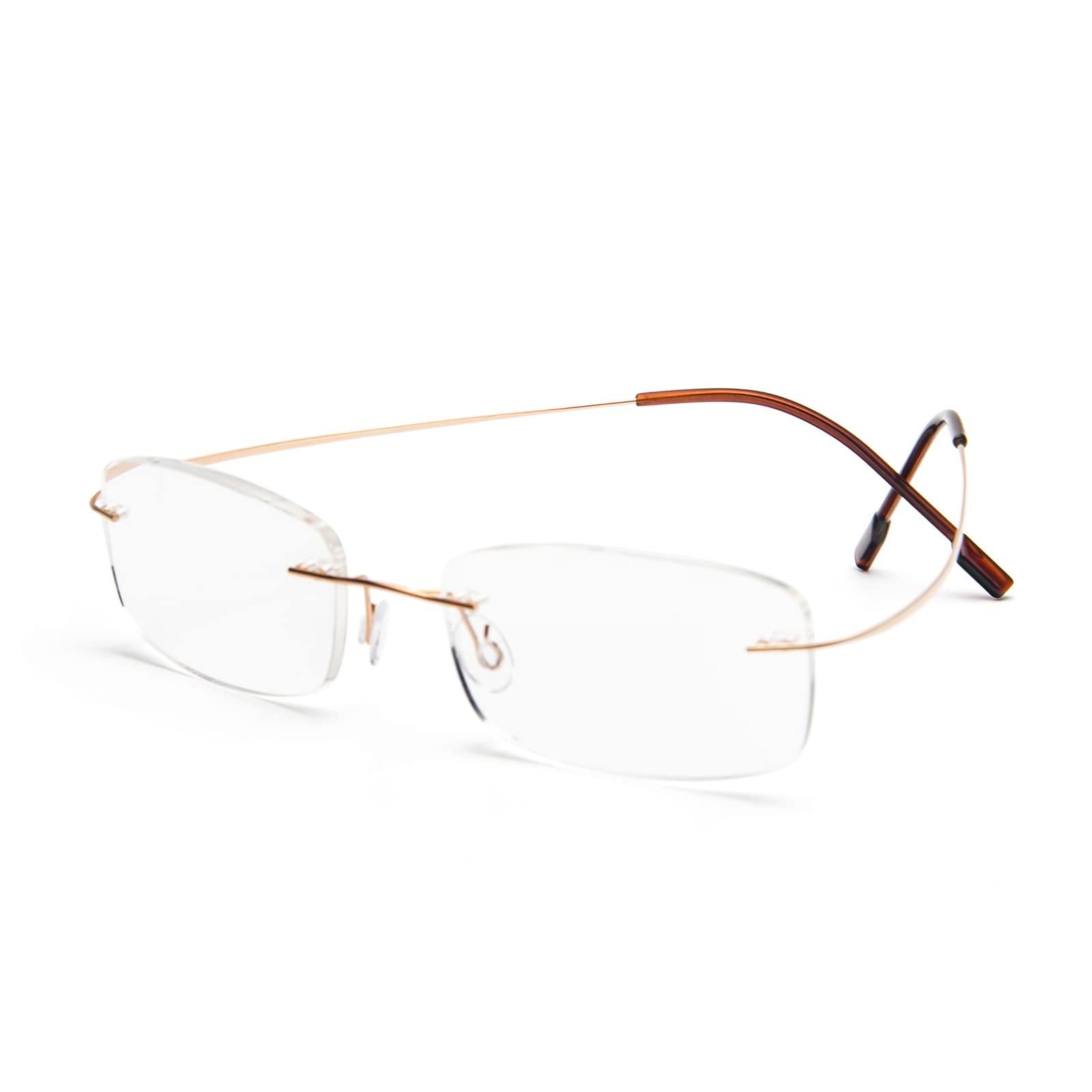 KoKoBin Rimless Reading Glasses Super Light Titanium Eyewear Men Women Sun Readers Reading Glasses(Gold，+2.5)
