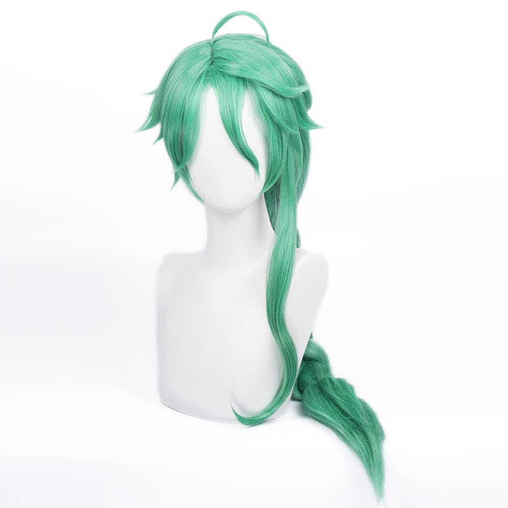 Green Long Pogtail Braids Heat Resisitant Synthetic Hair for Adult Women Men Halloween Cos Anime Role Play Replacement Wigs — image 1
