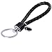 Crqes 1 Pcs Black Braided PU Leather Strap Keyring Keychain Car Key Chain Ring Key Fob