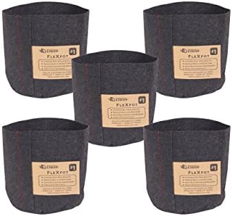 HydroLight Flex Pot, 5 Packs Fabric Grow Pots Container Smart Grow Bag (5, 1 Gallon Pot)