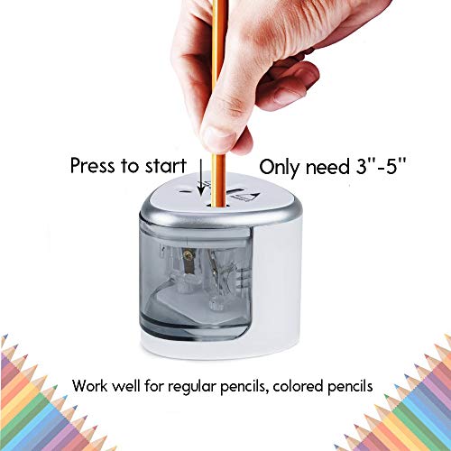 Electric Pencil Sharpener, Heavy Duty Pencil Sharpene With Dual Hole, Compact Pencil Sharpener Ideal For NO.2, Colored Pencils, Eyebrow Pencils, Battery-Operated Kids Safety Pencil Cutter for Artists - Thumbnail 4