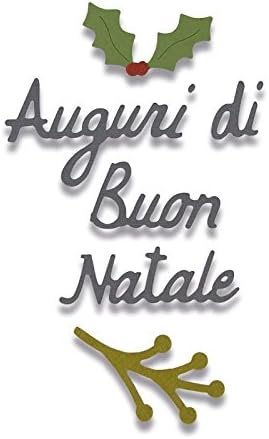 Sizzix Thinlits Die Set 662156, Auguri di Buon Natale Italian Phrase (Best Christmas Wishes), 6 Pack, Multi-colour, Multiple Sizes