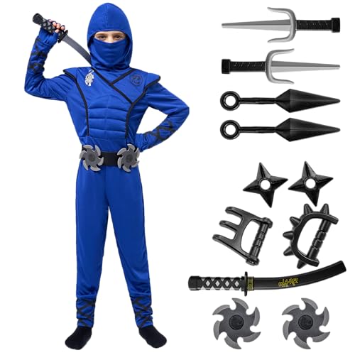Spooktacular Creations Halloween Ninja Costume, Ninja Outfit Set for Kids, Halloween Costumes for Boys Dress Up Party