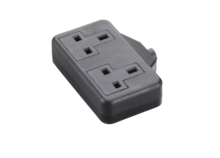 Mr. Gadget's Solutions 2 Socket Extension, Rubberized 2 Gang 13A Heavy Duty Trailing Socket (Black)