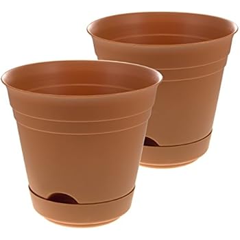 2 Self-Watering Planters Indoor/Outdoor 7” Plastic Patio Garden Flower Herb Pots