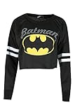 Oops Outlet Women's Sports Stripe Long Sleeve Crop Top Oversize Baggy Sweatshirt