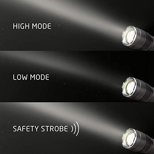 Eveready LED flashlight with straightforward tactical design, water-resistant.