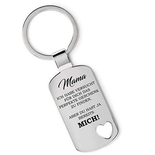 Porte-clés en Forme de Mensch préféré : « Ich Habe versucht für Dich das perfekte. », Maman. (Argenté) - lm12206-schl-herz-mama