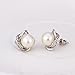 GCIYAEN Elegant 18K Gold Stud Earings Silver Zircon Twist Pearl