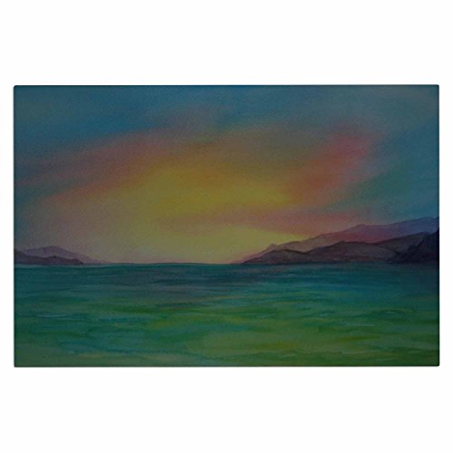 KESS InHouse Cyndi Steen Christy s Island Yellow Watercolor Decorative Door Mat, 2  x 3  Floor