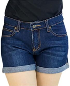Ameyda Womens Women's Juniors Denim High Waisted Folded Hem Jeans Shorts Plus Size, Tag 32 = US 12W