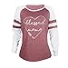 KESEE Clearance Womens Clothing☀ Fashion Ladies Long Sleeve Splice Color Blouse Patchwork Tops (S, Pink 5)