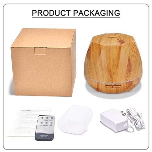 Essentials Aromatherapy Oil Diffuser Air Aroma 500ml Humidifier with 7 Colors LED Night Light Remote Control Ultrasonic Add Moisture Atomizer for Home Office Living Room Bedroom (Yellow, 500ml)