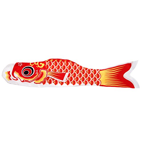 Shoresu Fish Flag, 70cm Koi Nobori Carp Wind Socks Koinobori Colorful Fish Flag Hanging Wall Decor - Red - Thumbnail 7