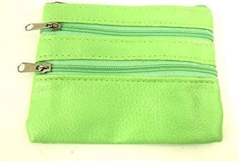 The Leather Emporium Men's Coin Credit Card &amp; Key Ring Wallet Pouch Small Mint Green