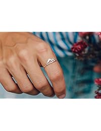 Pura Vida Sierra - Anillo chapado en plata, diseño de montaña, banda de plata de ley 925, tallas 5-9