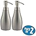 mDesign Modern Metal Refillable Liquid Soap Dispenser Pump Bottle for Bathroom Vanity Countertop, Kitchen Sink - Holds Hand Soap, Dish Soap, Hand Sanitizer, Essential Oils - 2 Pack - Brushed