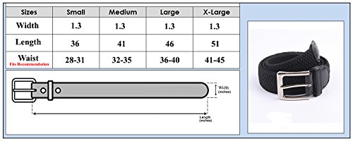 Canvas Elastic Fabric Woven Stretch Multicolored Braided Belts 2041-Black-L