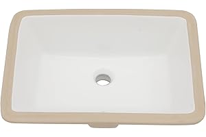 Sarlai Undermount Rectangular Vessel Sink - 20 x 14.5 inch Modern White Ceramic Art Basin with Overflow