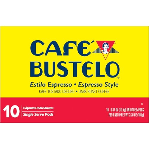 CAFÉ BUSTELO ESPRESSO STYLE DARK ROAST, SINGLE SERVE COFFEE PODS, 10 COUNT (PACK OF 1)