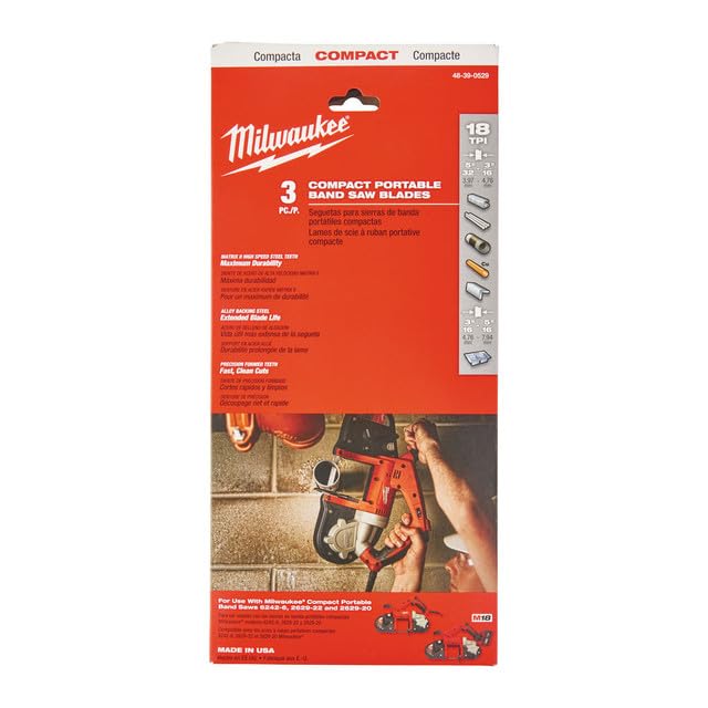 Milwaukee Elec Tool - M12 Portable Band Saw Blade, Pack of 3 (48-39-0572)