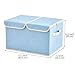 EZOWare Large Storage Boxes [3-Pack] Baby Blue Linen Fabric Foldable Storage Cubes Bin Box Containers with Lid and Handles for Home Nursery, Closet, Clothes Baby Products
