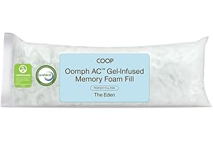 Coop Home Goods Extra Oomph AC Fill, Gel-Infused Memory Foam & Poly Fill, Extra Fill Bag, Refill for Eden Memory Foam Pillow, GREENGUARD Gold and CertiPUR-US Certified