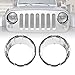 Triple Chrome Silver Front Headlight Trim Cover Bezels Compatible with 2007-2018 Wrangler Rubicon Sahara Sport JK JKU 2&4 door - Pair