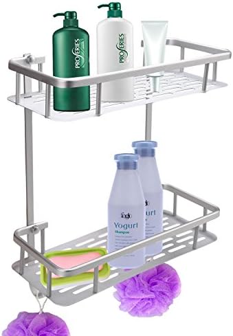 Flagup 2 Layers Shower Caddy Shelf Bathroom Wall Corner Rack Storage Organizer Rustproof Shelving Unit for Bathroom Kitchen