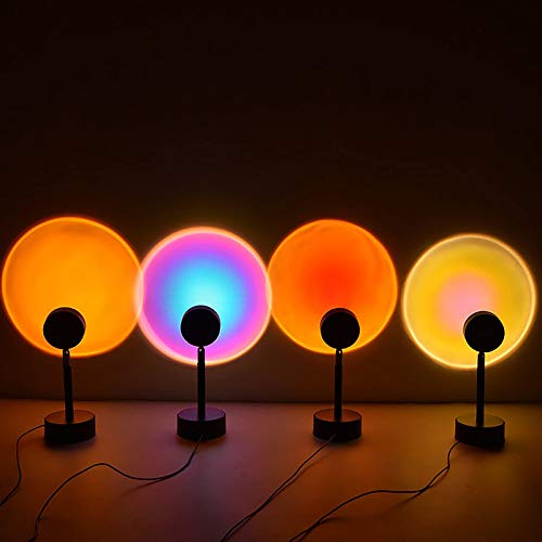Sunset Lamp Projection Night Light Projector, 360 Degree Rotation Rainbow 10W Led Light, Dimmable 10 Adjustable Brightness Floor Sunset Lamp, USB Port Romantic Gift for Living Room Party Bedroom Decor