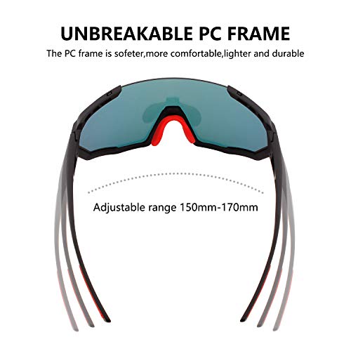 OULAIQI Sports Sunglasses Polarized Cycling Sunglasses for Man Woman with 3 Interchangeable Lens UV Protection for Cycling Fishing Running