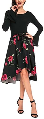 Goodhoop Women's Floral Print Skirt Ruffles Midi Pleated Vintage Maxi Skirts (X-Large, Red) Outfit Buttons Indian Capri Size Rose Retro Stylish Sexy Princess Office Womens Professional Corporate