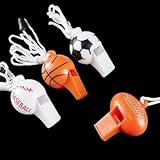 12 Sport Ball Whistle Necklaces -Sports Favors / Sports Toys Bulk