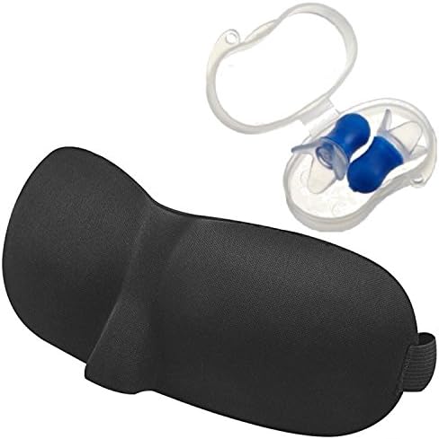 Pressure Reducing Ear Plugs &amp; Sleeping Mask - FliteMate Noise Pollution Elimination Earplugs Plus Comfortable 3D Contoured Light-Blocking Eye Mask Perfect for Travel or Napping: SMALL