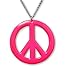 Hot Pink Peace Sign Pendant Necklace Enamel on Pewter Cosplay Jewelry