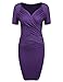 Finejo Women's Cross Front V Neck Ruched Dress Bodycon Pencil Wrap Dresses