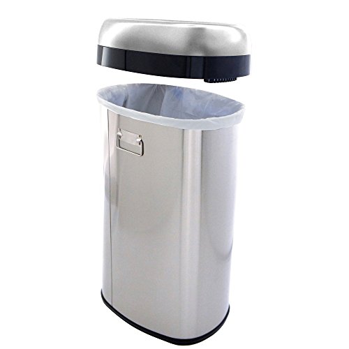 iTouchless DualDeodorizer Oval Open Top Trash Can and Recycle Bin, 16