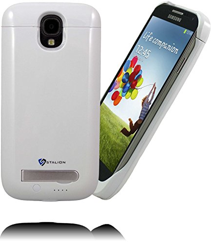 Galaxy S4 Battery Case: Stalion Stamina Rechargeable Extended Charging Case (Ceramic White) 3300mAh Protective Charger Cover with Kickstand + LED Charge Indicator Light