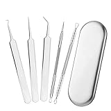 Beautyer Blackhead Remover Kit Comedone Extractor Tool Stainless Steel Removal Kit for Acne Blemish Whitehead Treatment