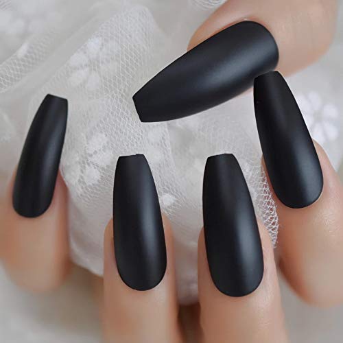EDA LUXURY BEAUTY DARK BLACK MATTE GLAMOROUS DESIGN Full Cover Press On Gel Glitter Artificial Nail Tips Acrylic Extreme False Nails Extra Long Ballerina Ballet Coffin Square Super Fashion Fake Nails 4 EDA LUXURY BEAUTY DARK BLACK MATTE GLAMOROUS DESIGN Full Cover Press On Gel Glitter Artificial Nail Tips Acrylic Extreme False Nails Extra Long Ballerina Ballet Coffin Square Super Fashion Fake Nails
