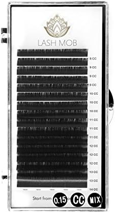 LASH MOB Eyelash Extensions CC Curl - 0.15, 0.18 or 0.20 Diameter - Mixed Tray for Professionals (0.20)