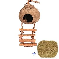 Hanging Bird House Cage Toy for Pet Bird Natural Coconut Fiber for Bird Nest Breeding Bird Nesting Box(Pack of 2) (Bird Coco nest)