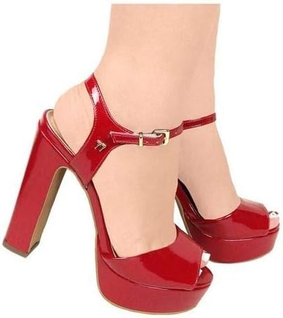 sandalia vermelha verniz