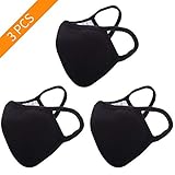 Anti Dust Mask, DGWHYC 3PCS Cotton Reusable Soft Breathable Half Face Masks, Face Mask for Protection, Dust and Pollution, for Teens Women Men (Black)