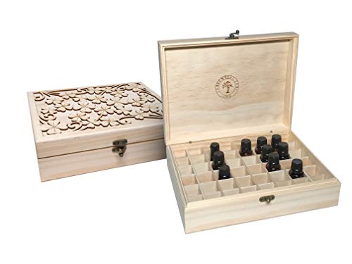Essential for Life – 48 Slot Wooden Essential Oil Box – Great Carry Case Organizer & Holder for Storage Display Travel & Presentation – Protects 5, 10 & 15ml Bottles in an Elegant Decorative Design