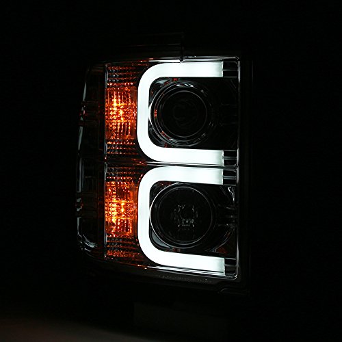 Xtune for 2015-2017 Chevy Silverado 2500HD/3500HD Smoked Cyclop-Optic LED Tube Headlights + LED Tail Lights 2016