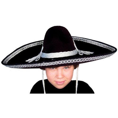 HMS Mexican Sombrero 24 Inch Wide Simulated Wool with Silver Trim