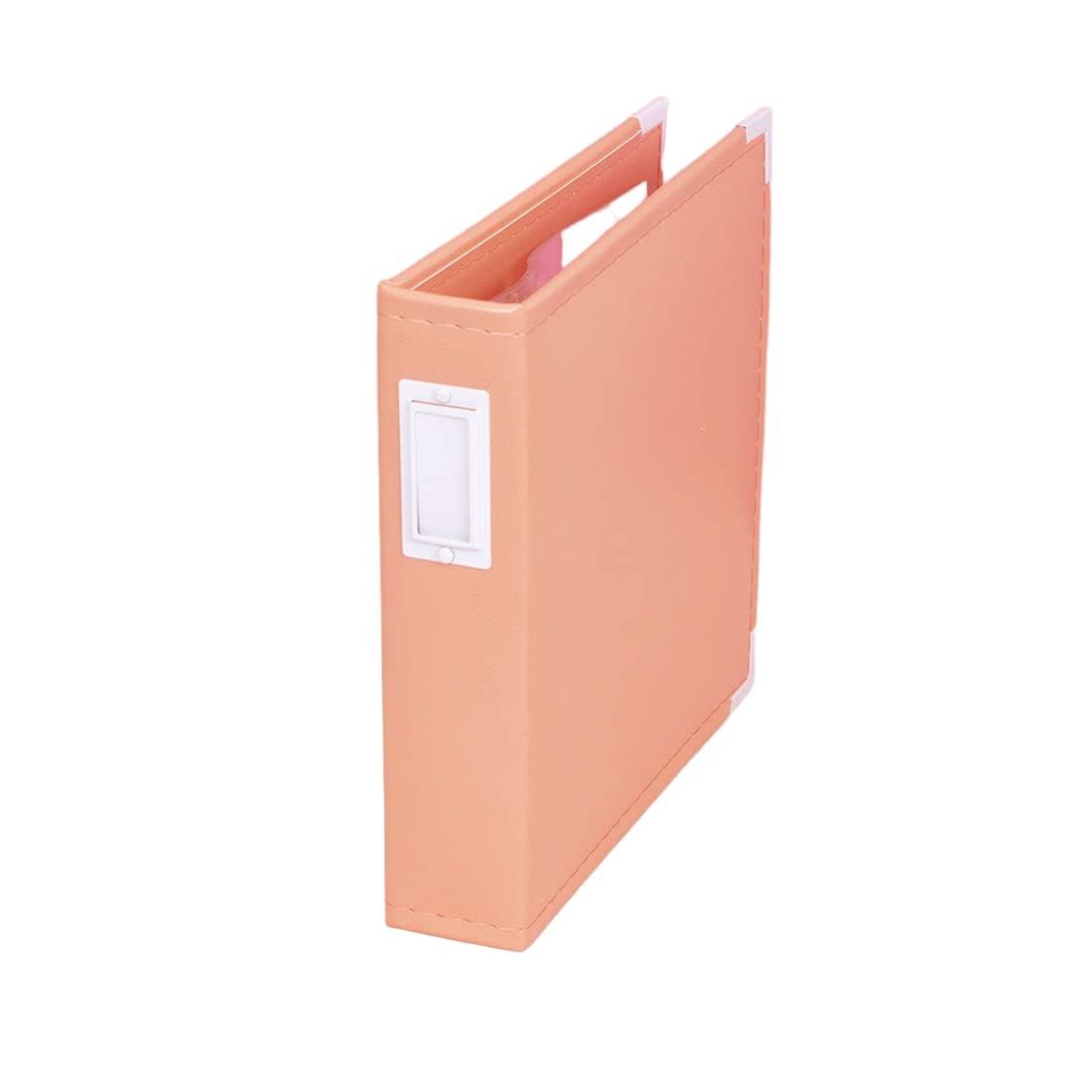 Craftelier - Eco-Leather Photo Album with Peach Covers, 2 Rings and 5 Sleeves 16 x 21.5 cm (6 x 8 inches) | Customizable, Perfect for Photographs, Layouts and Project Life Compositions