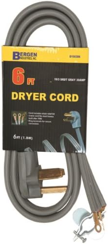 Bergen IndustriesD100306 - 6 ft. 10/3 SRDT Gray 30 Amp Dryer Cord