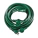 Woods 3030 Yard Master Outdoor 25 Foot Extension Cord with Evenly-Spaced Plugs Ideal for Landscaping Lighting, 3 Outlet design,  14-gauge, 15 AMP, 125 volt, 1875 watt, UL Listed, Green primary
